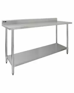 KuKoo RVS Werktafel met Opstaande Rand en Bodemschap 180cm