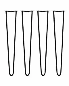 4 Pieds de Table en Épingle à Cheveux - 71cm - 2 Tiges - 12mm – Fini Noir