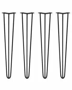 4 x 71cm pinpoten hairpin tafelpoten - Metaal - Zwart - 3 Ledig - 10mm