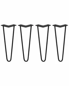 4 Pieds de Table en Épingle à Cheveux - 35,5cm - 2 Tiges - 10mm – Fini Noir