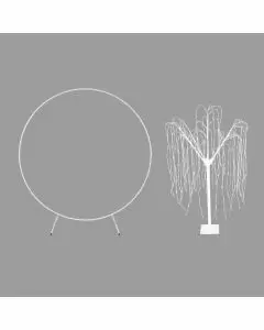 Bröllopsbåge – Vit & 1 x Vitt Pilträd 180cm Varma Vita LED