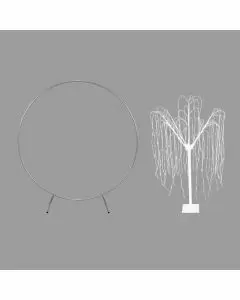 Bröllopsbåge – Silver & 1 x Vitt Pilträd 180cm Varma Vita LED